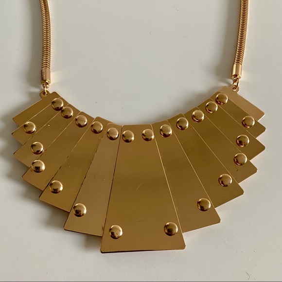 Gold Bib Reversible Statement Adjustable Necklace - Picture 7 of 7